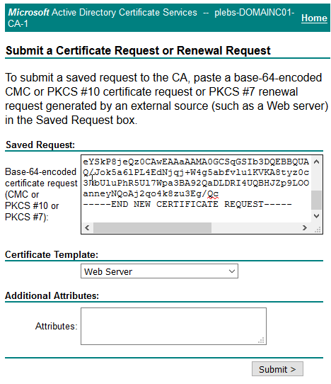 CSR Certificate request