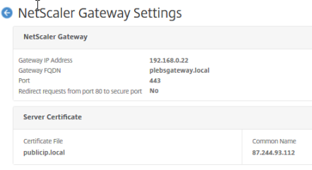NetScaler Gateway Settings