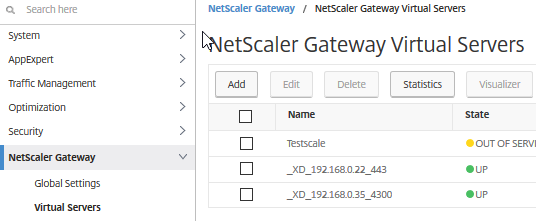 NetScaler Gateway Virtual server